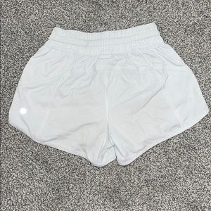White tracker lululemon shorts